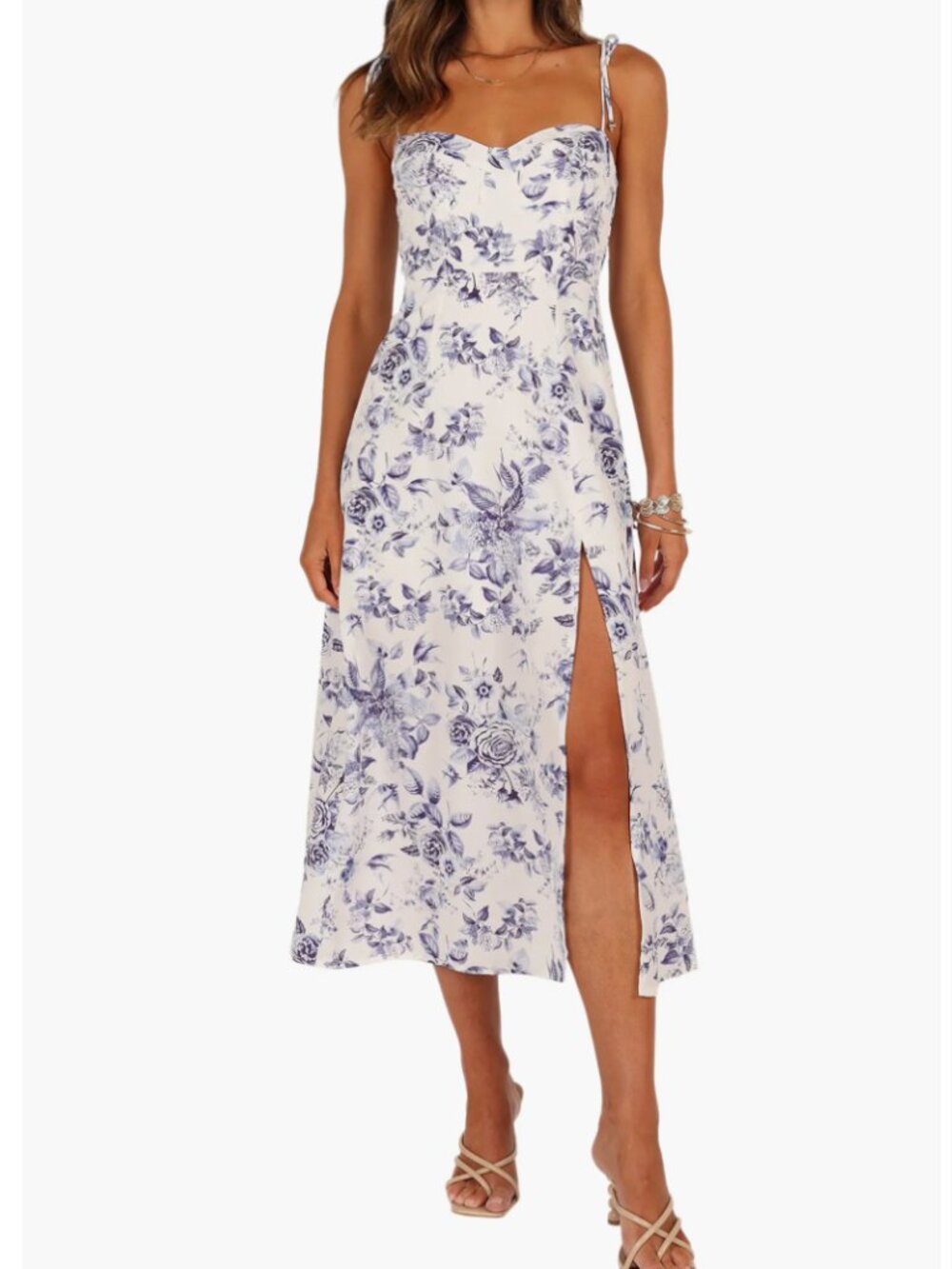 Petal & Pup Azelia Floral Tie Strap Midi Dress Size 4